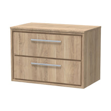 Hudson Reed Lille 800mm Wall Hung 2-drawer Vanity With Worktop Contemp Bleached Oak MFC Textured Woodgrain 539x805x460mm