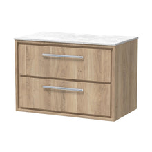 Hudson Reed Lille 800mm Wall Hung 2-drawer Vanity With Marble Worktop Contemp Bleached Oak MFC Textured Woodgrain,natural Marble 539x810x460mm - LIL3026WMT