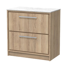 Hudson Reed Lille 800mm Floor Standing 2-drawer Vanity With Marble Worktop Contemp Bleached Oak MFC Textured Woodgrain,natural Marble 818x810x460mm - LIL3035WMT