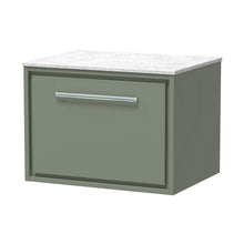 Hudson Reed Lille 600mm Wall Hung Single Drawer Vanity With Marble Worktop Contemp Fern Green MFC Smooth Matt,natural Marble 449x610x460mm - LIL3122WMT