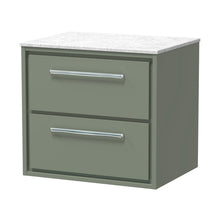 Hudson Reed Lille 600mm Wall Hung 2-drawer Vanity With Marble Worktop Contemp Fern Green MFC Smooth Matt,natural Marble 557x610x460mm - LIL3124WMT