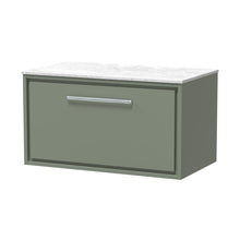 Hudson Reed Lille 800mm Wall Hung Single Drawer Vanity With Marble Worktop Contemp Fern Green MFC Smooth Matt,natural Marble 449x810x460mm - LIL3125WMT