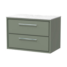 Hudson Reed Lille 800mm Wall Hung 2-drawer Vanity With Marble Worktop Contemp Fern Green MFC Smooth Matt,natural Marble 539x810x460mm - LIL3126WMT