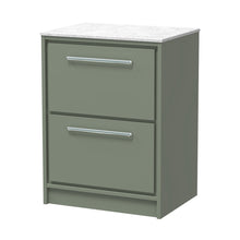 Hudson Reed Lille 600mm Floor Standing 2-drawer Vanity With Marble Worktop Contemp Fern Green MFC Smooth Matt,natural Marble 818x610x460mm - LIL3133WMT