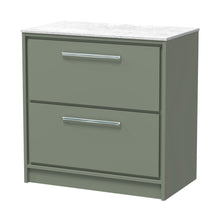Hudson Reed Lille 800mm Floor Standing 2-drawer Vanity With Marble Worktop Contemp Fern Green MFC Smooth Matt,natural Marble 818x810x460mm - LIL3135WMT