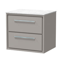Hudson Reed Lille 600mm Wall Hung 2-drawer Vanity With Marble Worktop Contemp Pebble Grey MFC Smooth Matt,natural Marble 557x610x460mm - LIL3224WMT