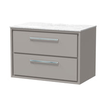 Hudson Reed Lille 800mm Wall Hung 2-drawer Vanity With Marble Worktop Contemp Pebble Grey MFC Smooth Matt,natural Marble 539x810x460mm - LIL3226WMT