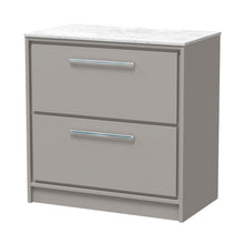 Hudson Reed Lille 800mm Floor Standing 2-drawer Vanity With Marble Worktop Contemp Pebble Grey MFC Smooth Matt,natural Marble 818x810x460mm - LIL3235WMT