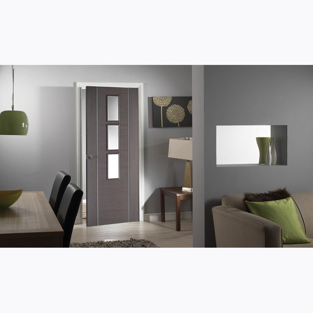 LPD Doors 1981x686x35mm Chocolate Grey Alcaraz Glazed Internal Door - JJ Building Materials