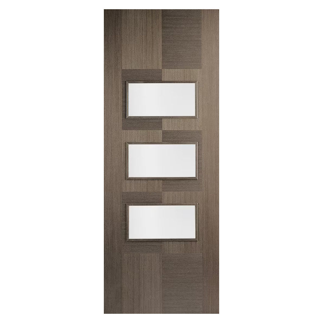 LPD Doors 1981x686x35mm Chocolate Grey Apollo 3-Light Clear Glazed Door - JJ Building Materials