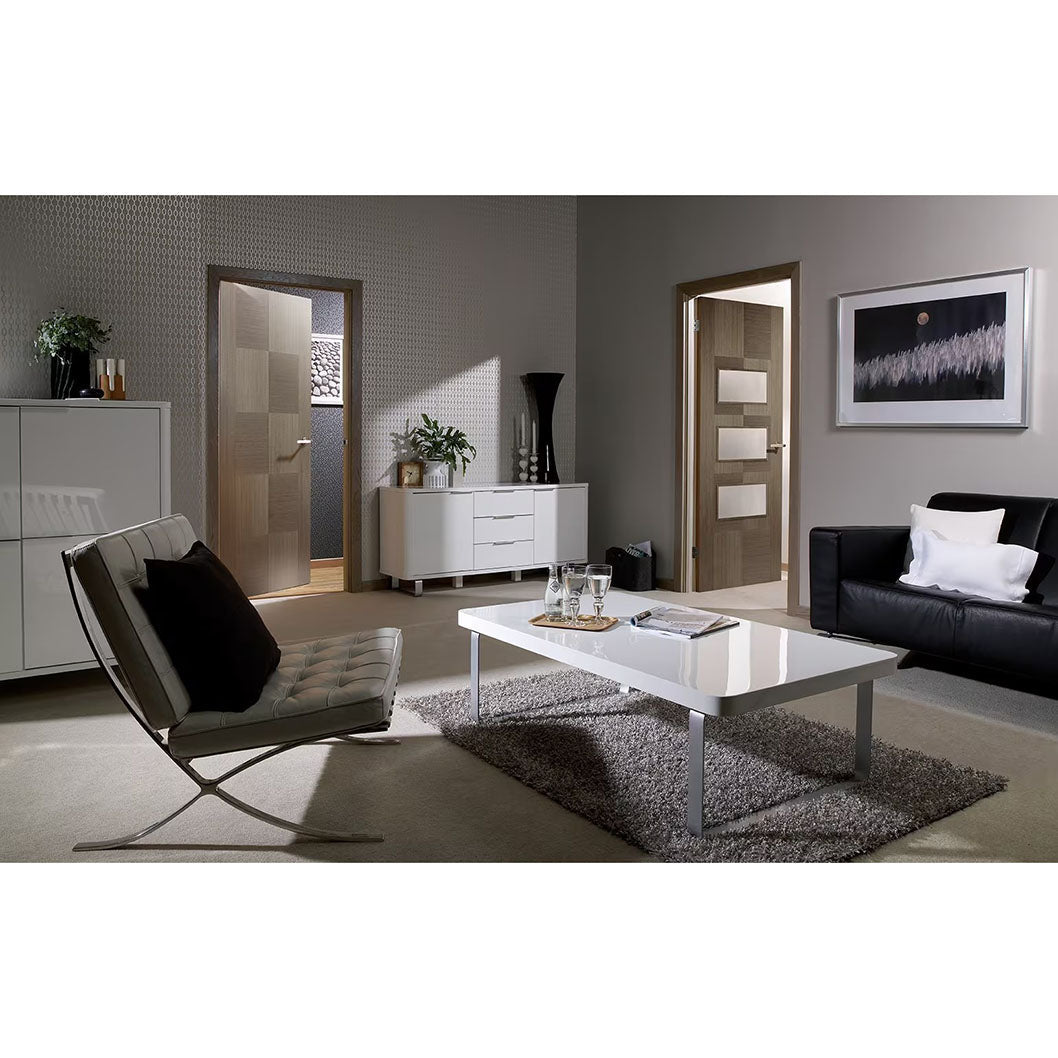 LPD Doors 1981x686x35mm Chocolate Grey Apollo 3-Light Clear Glazed Door - JJ Building Materials