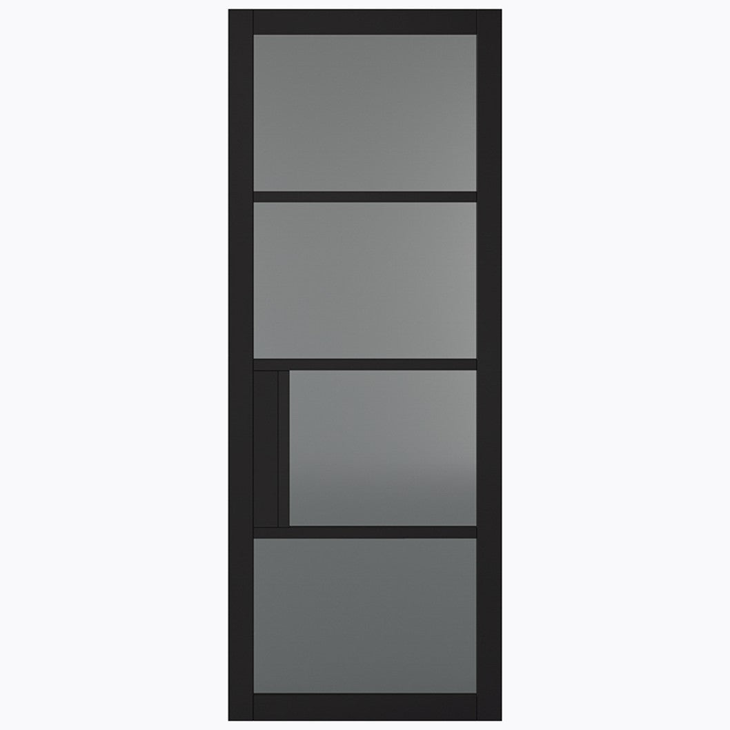 LPD Doors 1981x762x35mm Black Chelsea 4-Line Tinted Glass Internal Door - JJ Building Materials