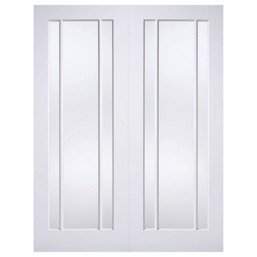 LPD Doors 1981x914x40mm Pair White Primed Lincoln with Clear Glass Interior Doors - JJ Building Materials
