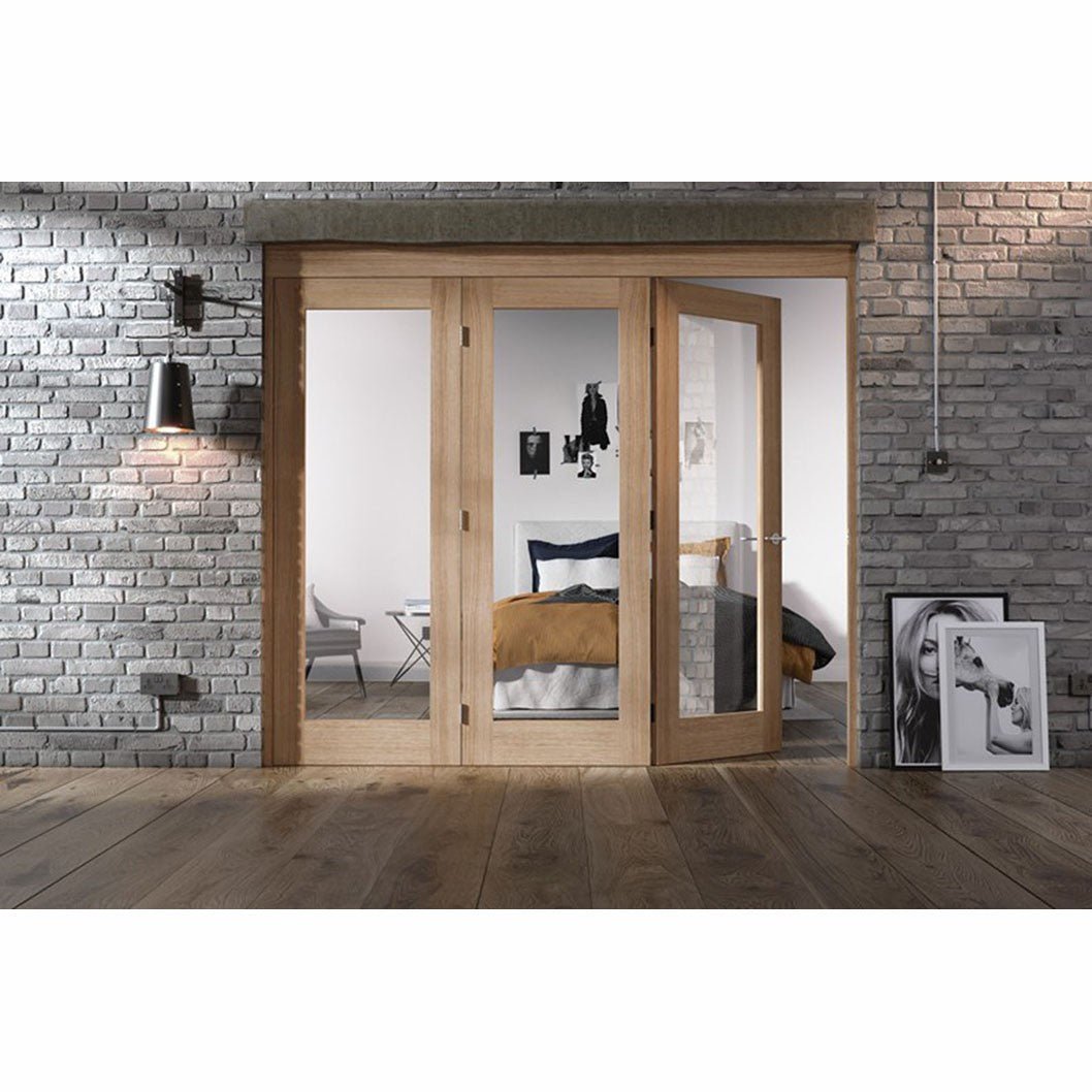 LPD Doors 2816 NuVu Roomfold Internal Oak 3+1 Frame Set - JJ Building Materials