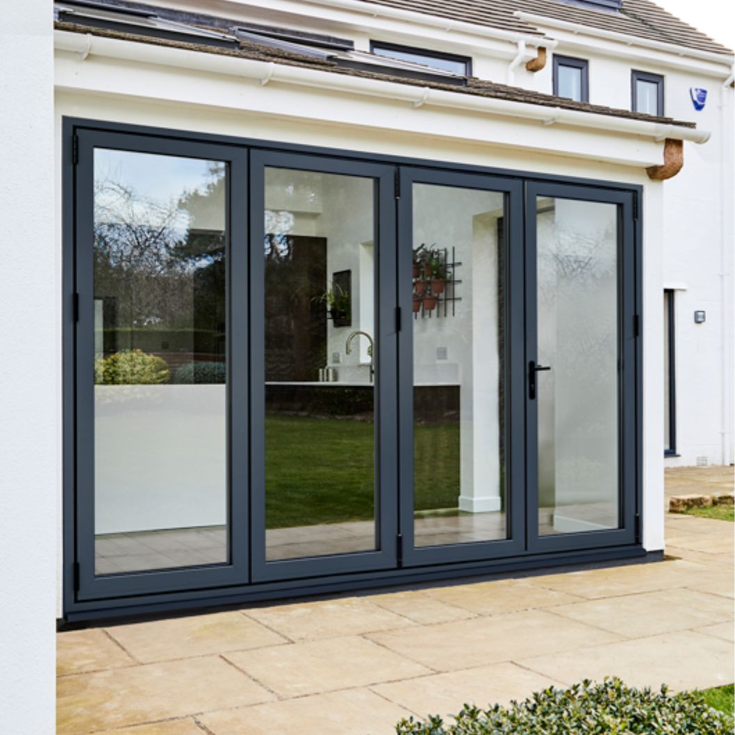 LPD Doors AluVu 12ft Aluminium Bi Fold Door Anthracite Grey 2090 x 3590 x 70mm - JJ Building Materials