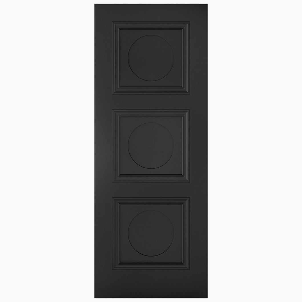 LPD Doors Antwerp Black 3 Panel FD30 Fire Door - JJ Building Materials