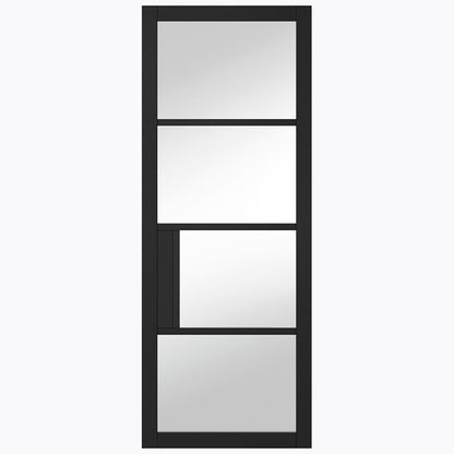 LPD Doors Black Chelsea 4-Line Clear Glazed Internal Door - JJ Building Materials