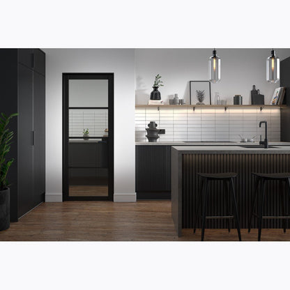 LPD Doors Black Chelsea 4-Line Clear Glazed Internal Door - JJ Building Materials