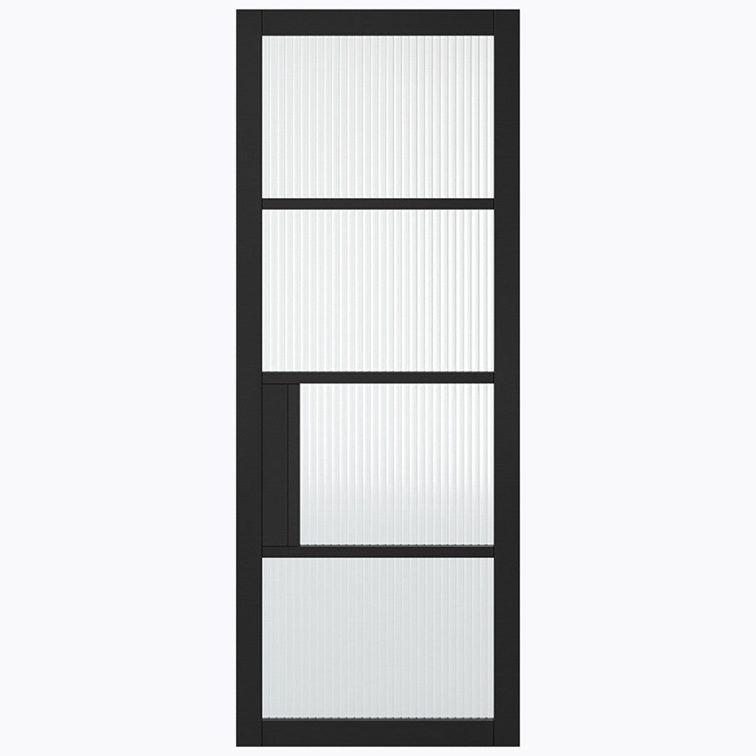 LPD Doors Black Chelsea 4-Line Reeded Glass Internal Door - JJ Building Materials