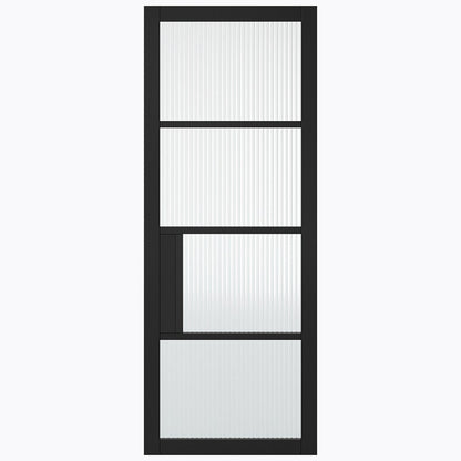 LPD Doors Black Chelsea 4-Line Reeded Glass Internal Door - JJ Building Materials