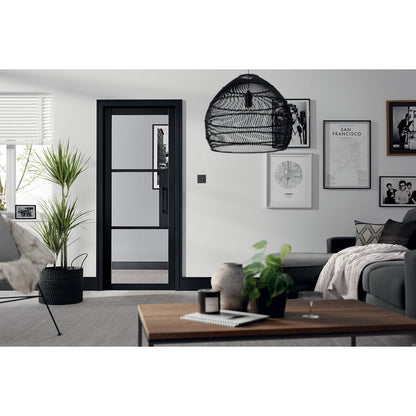LPD Doors Black Tribeca 3 Lite Clear Glazed Internal Door - JJ Building Materials