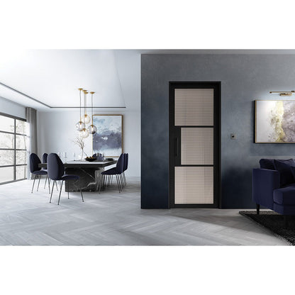 LPD Doors Black Tribeca 3 Lite Reeded Glass Internal Door - JJ Building Materials