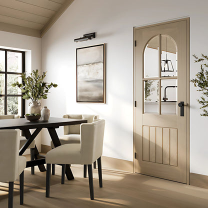 LPD Doors Blonde Oak Mexicano Pre Finished Arch Top Glazed Internal Door