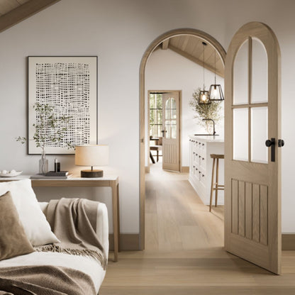 LPD Doors Blonde Oak Mexicano Pre Finished Curved Top Glazed Internal Door