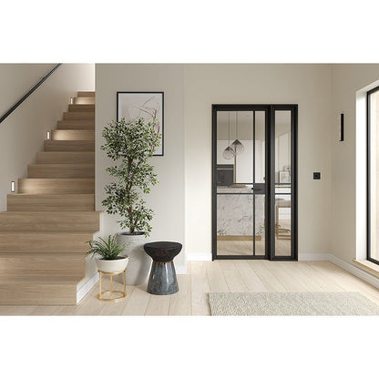 LPD Doors Greenwich Black Side Panel 3-Light Glazed Interior Door - JJ Building Materials