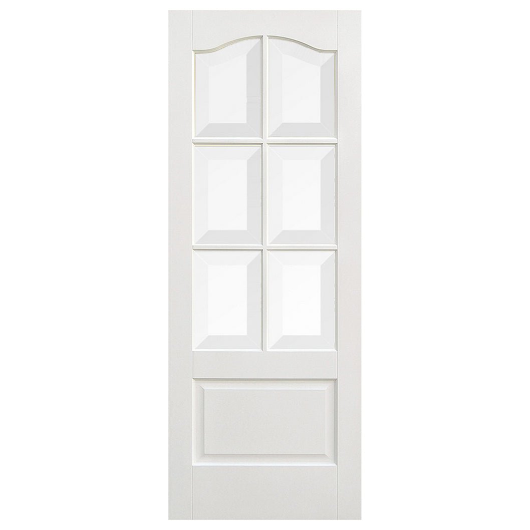 LPD Doors Kent 6L Clear Bevelled Glass White Prime Plus (SR112) Interior Door - JJ Building Materials
