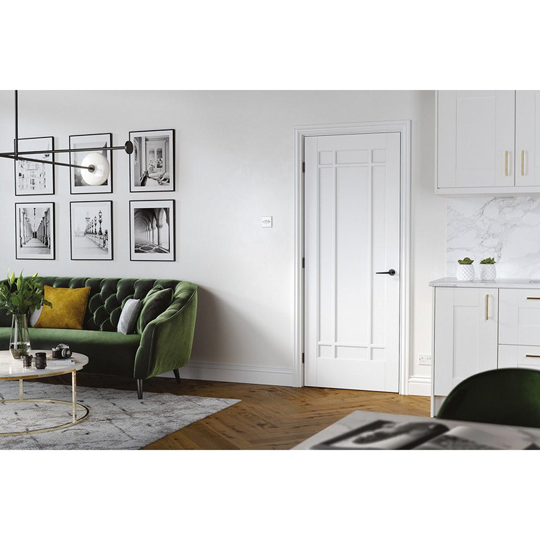 LPD Doors Manhattan 9-Panel White Prime Plus FD30 Fire Door - JJ Building Materials