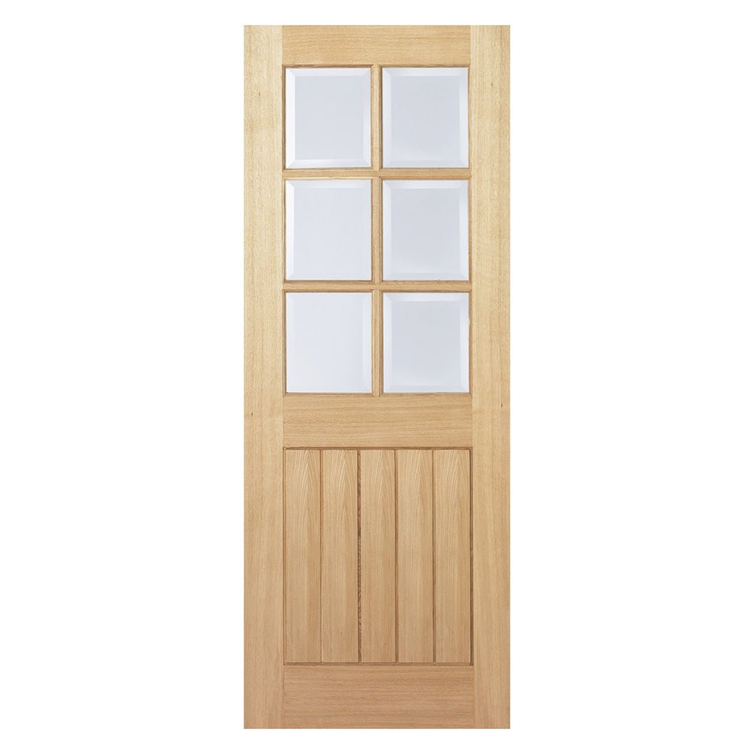 LPD Doors Mexicano Oak Prefinished 6 Light Door with Bevelled Glass - JJ Building Materials