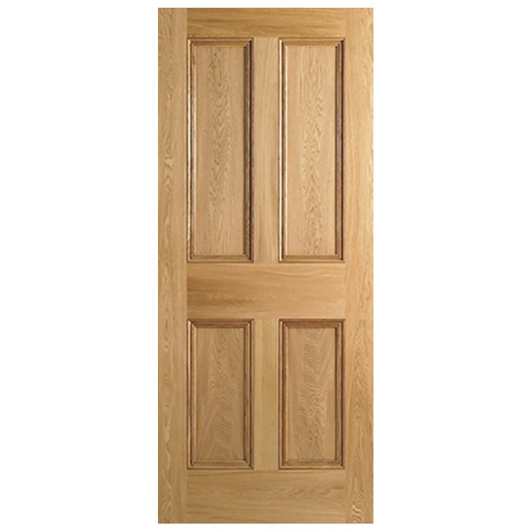 LPD Doors Oak 4P Flat Panel FD30 Fire Door - JJ Building Materials