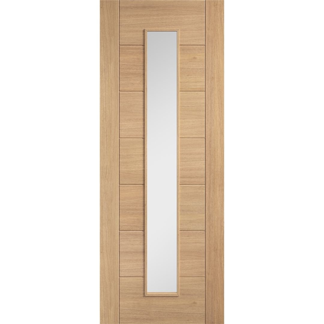 LPD Doors Oak Carini Pre Finished Long Light Clear Glazed Internal Door - JJ Building Materials