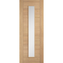 LPD Doors Oak Carini Pre Finished Long Light Clear Glazed Internal Door - JJ Building Materials