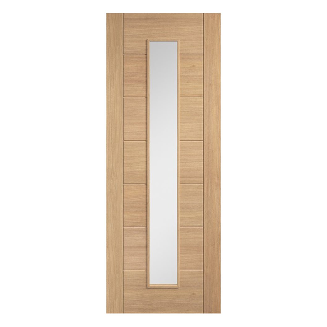LPD Doors Oak Carini Pre Finished Long Light Clear Glazed Internal Door - JJ Building Materials