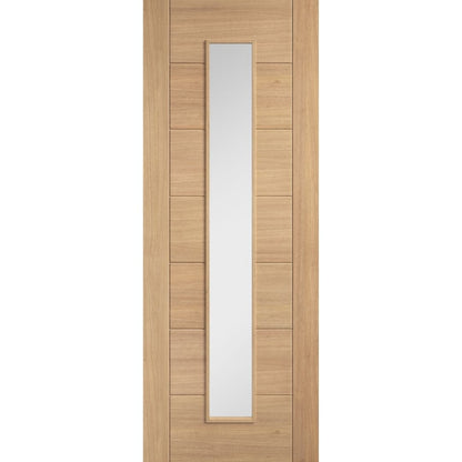 LPD Doors Oak Carini Pre Finished Long Light Clear Glazed Internal Door - JJ Building Materials