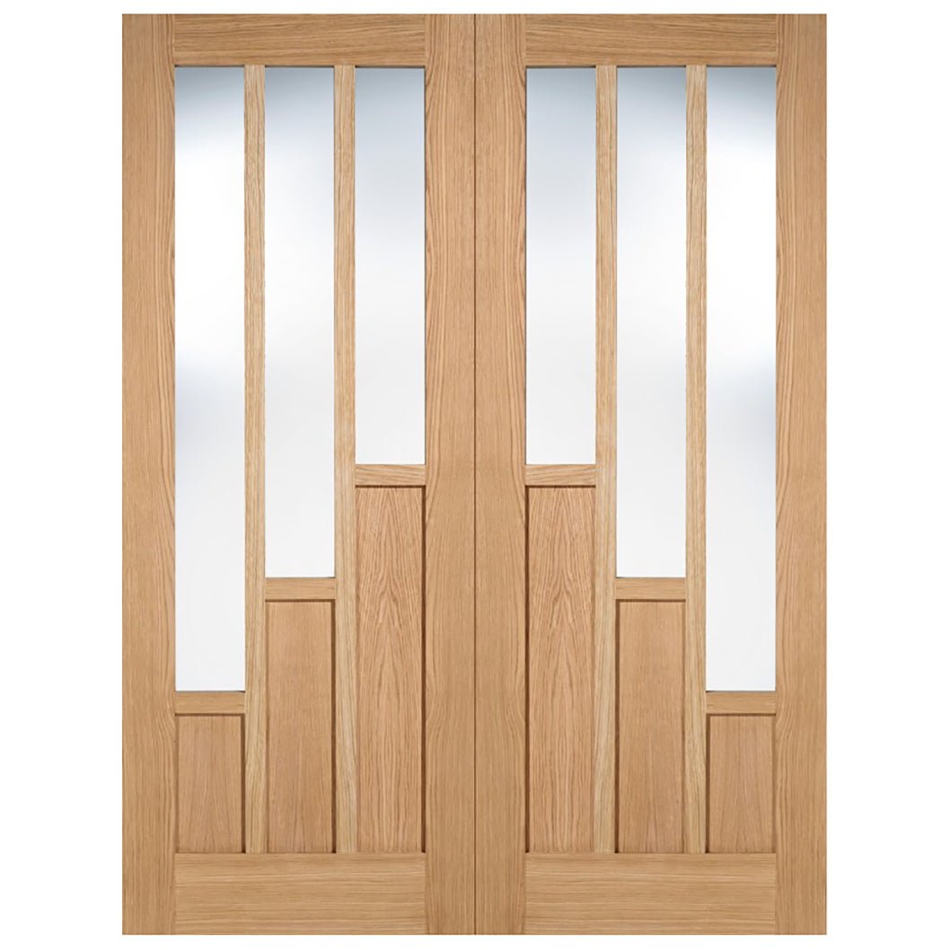 LPD Doors Oak Coventry Pair Doors with Clear Glass - JJ Building Materials