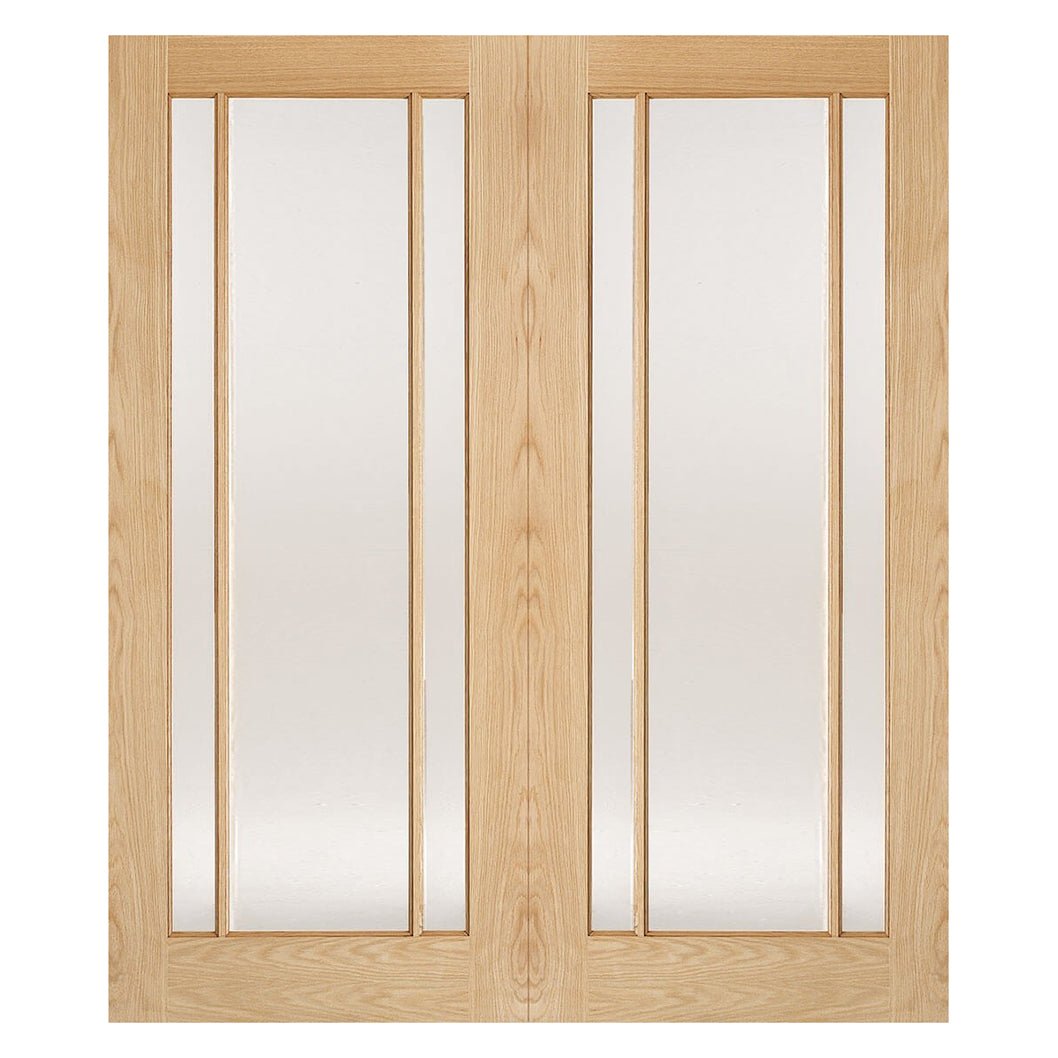 LPD Doors Oak Lincoln Pair Doors with Clear Glass - JJ Building Materials