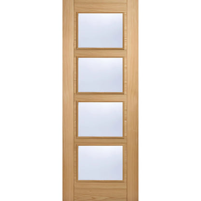 LPD Doors Oak Pre Finished Vancouver 4l Clear Glazed Internal Door - JJ Building Materials