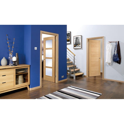 LPD Doors Oak Pre Finished Vancouver 4l Clear Glazed Internal Door - JJ Building Materials