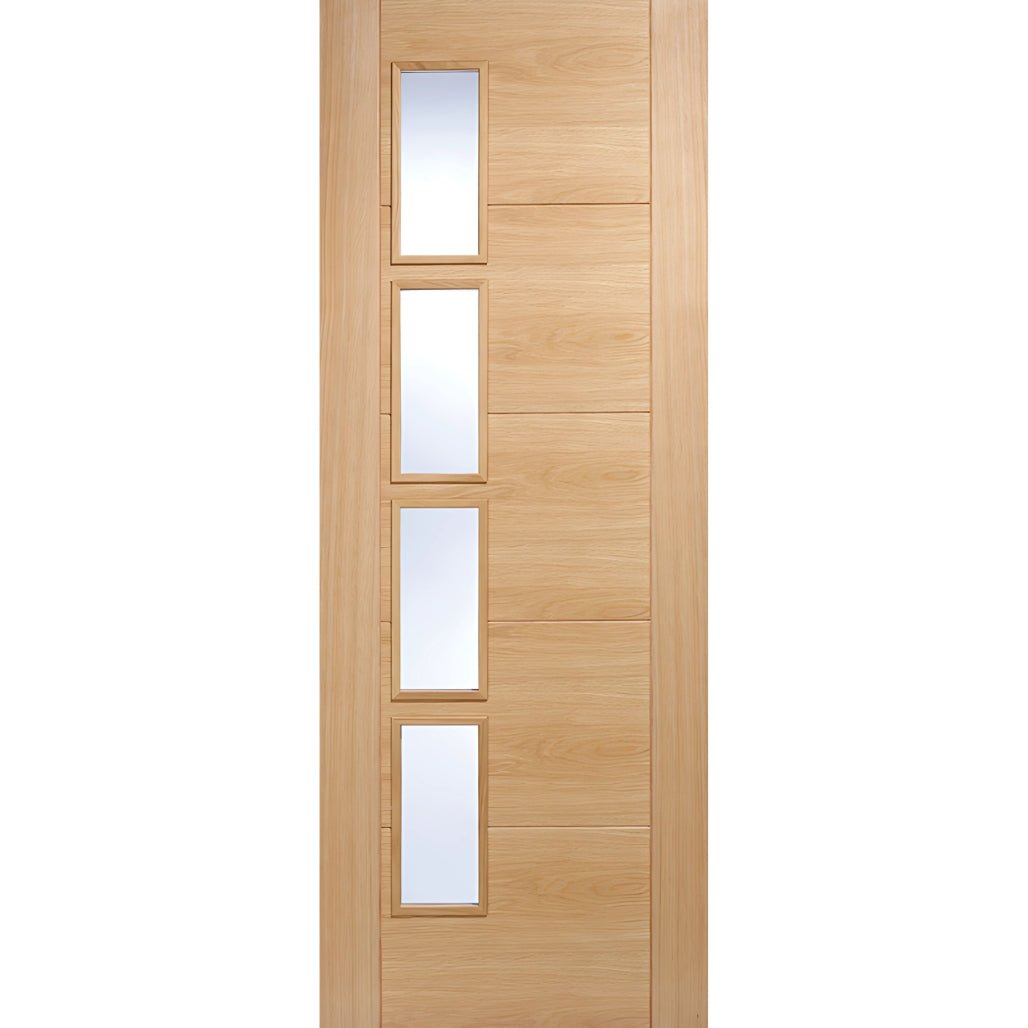 LPD Doors Oak Pre Finished Vancouver 4l Clear Glazed Offset Internal Door - JJ Building Materials