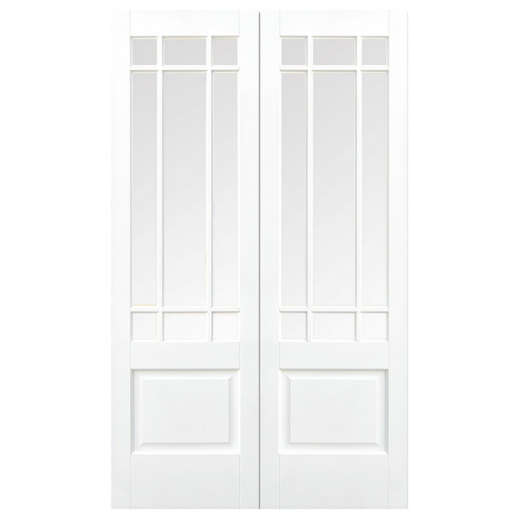 LPD Doors Pair Downham Clear Bevelled Glass Prime Plus (SR127) Interior Doors - JJ Building Materials