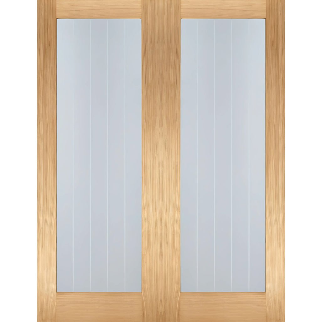 LPD Doors Pair Of Unfinished Oak Mexicano Glazed Internal Doors - JJ Building Materials