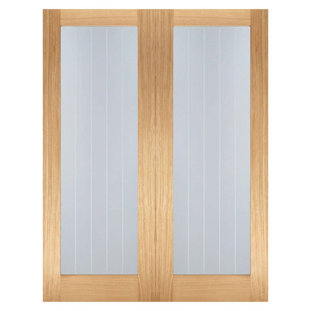 LPD Doors Pair Of Unfinished Oak Mexicano Glazed Internal Doors - JJ Building Materials