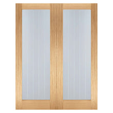 LPD Doors Pair Of Unfinished Oak Mexicano Glazed Internal Doors - JJ Building Materials