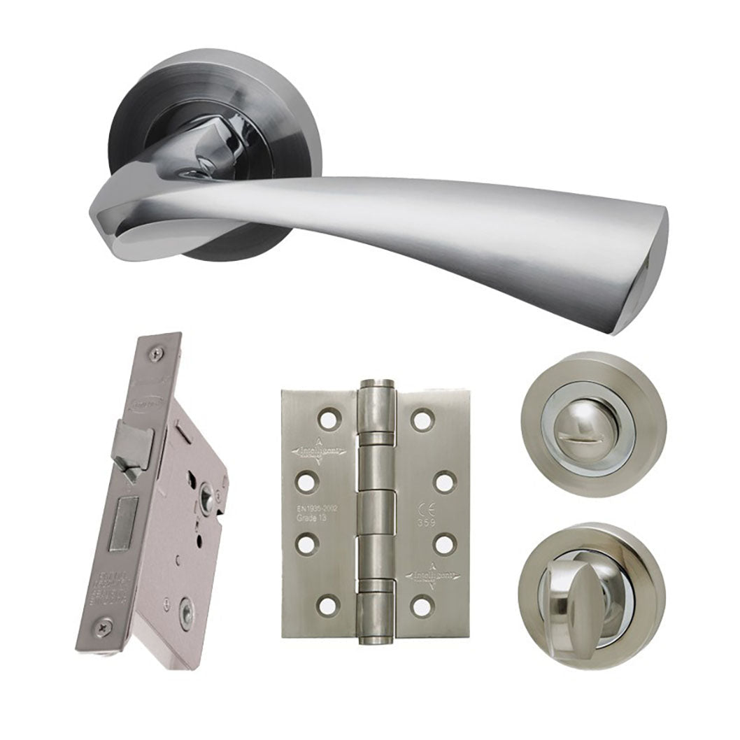LPD Doors Pluto Silver Privacy Handle Door Hardware Pack - JJ Building Materials