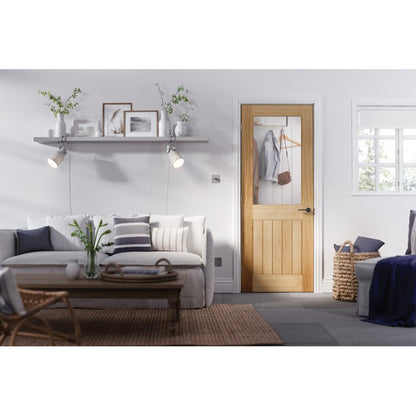 LPD Doors Pre finished Oak Belize 1 Light With Silkscreen Glass (Half Light) Internal Door - JJ Building Materials