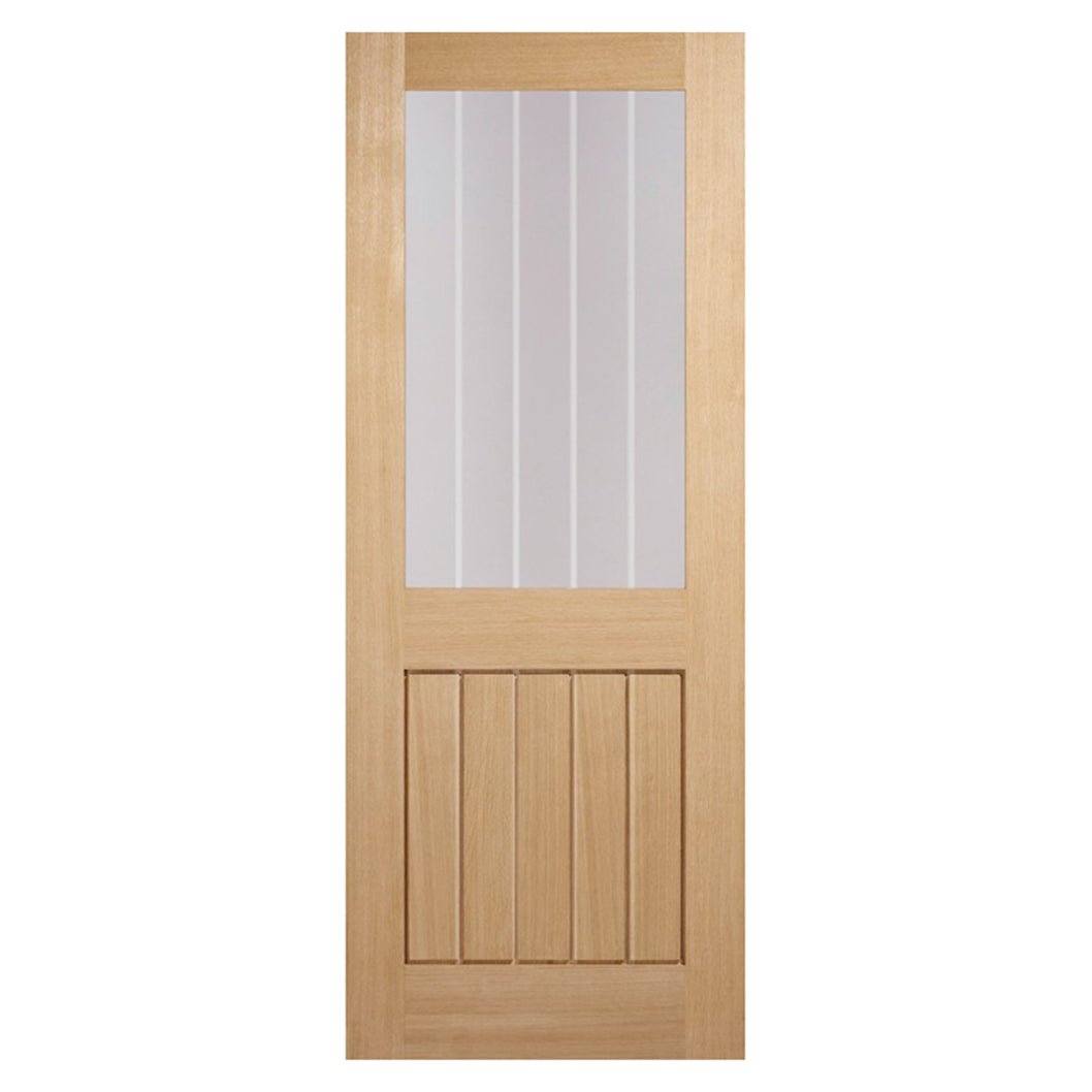 LPD Doors Prefinished Oak Fire Door Mexicano 1 Light With Silkscreen Glass (Half Light) Fd30 Internal Door - JJ Building Materials
