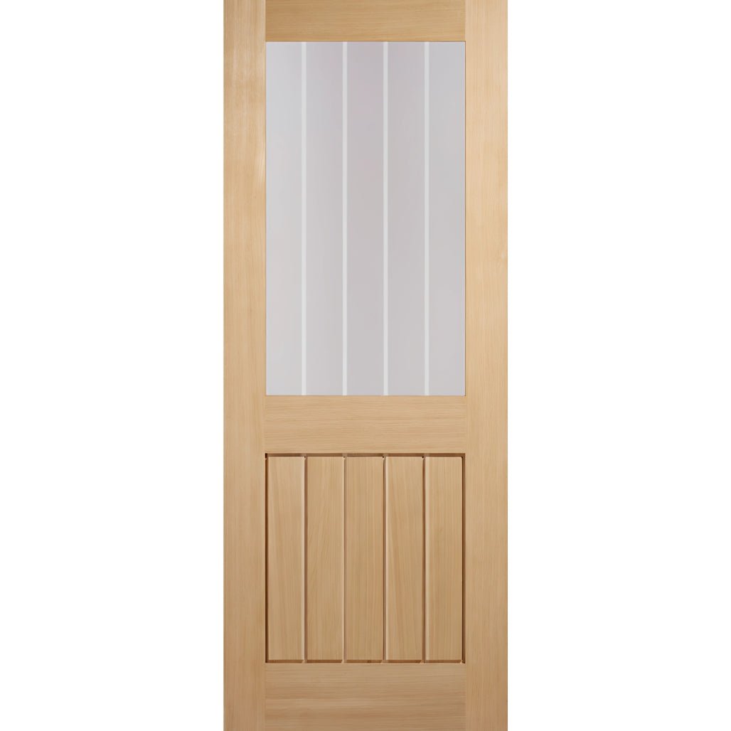 LPD Doors Prefinished Oak Fire Door Mexicano 1 Light With Silkscreen Glass (Half Light) Fd30 Internal Door - JJ Building Materials